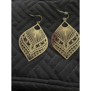 Gold Boho Dangle Drop Earrings‎ Geometric Filigree Lightweight Jewelry